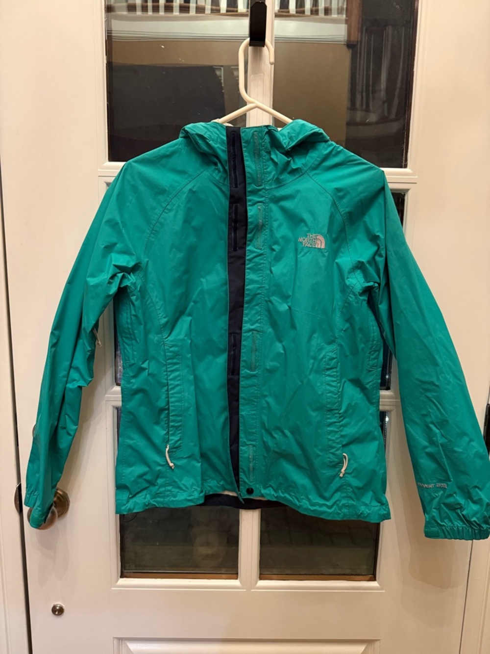 The North Face Teal Waterproof Hooded Jacket with Navy Trim